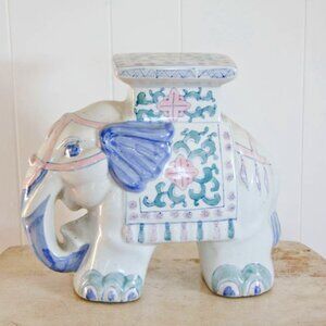 VINTAGE elephant Plant Stand in pink and blue